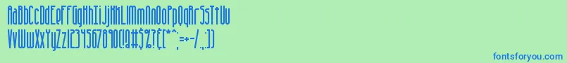 Overhead-Schriftart – Blaue Schriften auf grünem Hintergrund
