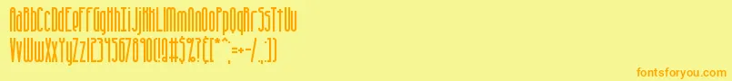 フォントOverhead – オレンジの文字が黄色の背景にあります。