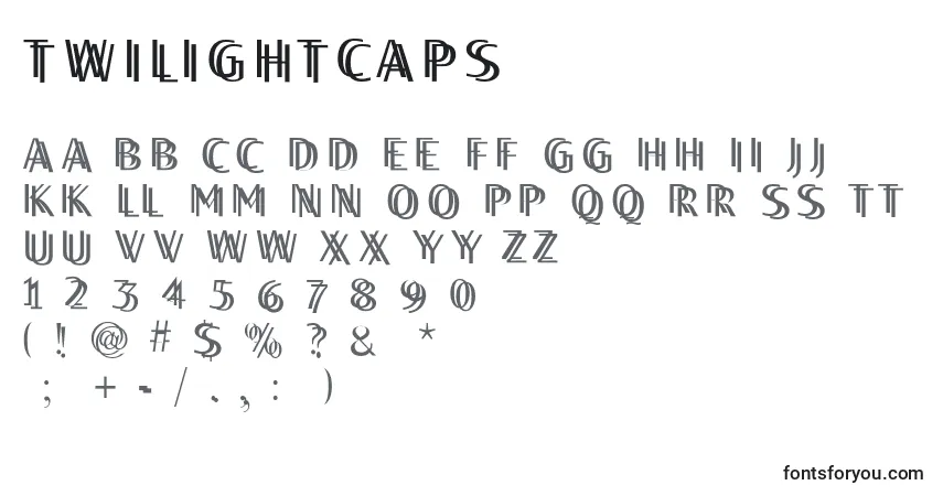 Schriftart Twilightcaps – Alphabet, Zahlen, spezielle Symbole