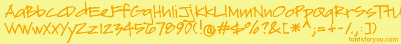 フォントSydfonts – オレンジの文字が黄色の背景にあります。