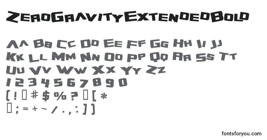 Police ZeroGravityExtendedBold - Alphabet, Chiffres, Caractères Spéciaux