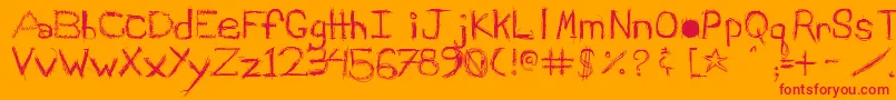 Schiqrg-Schriftart – Rote Schriften auf orangefarbenem Hintergrund