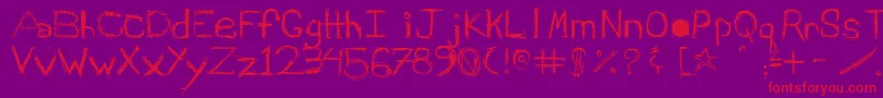 Schiqrg-Schriftart – Rote Schriften auf violettem Hintergrund