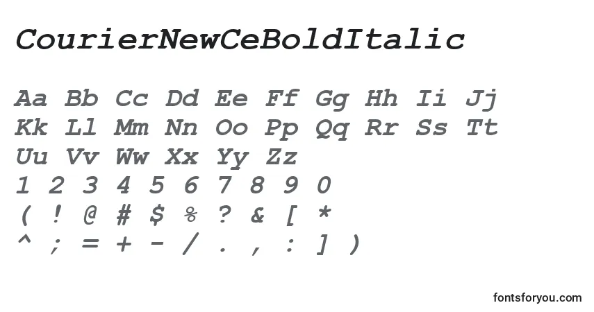 CourierNewCeBoldItalicフォント–アルファベット、数字、特殊文字