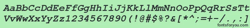CourierNewCeBoldItalic-fontti – mustat fontit vihreällä taustalla