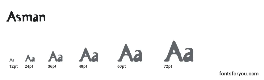 Asman Font Sizes