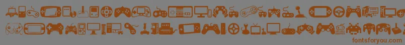 Saiba mais sobre a fonte VideoGames Fonte VideoGames – fontes marrons em um fundo cinza