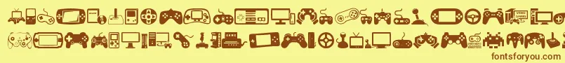 VideoGames-Schriftart – Braune Schriften auf gelbem Hintergrund