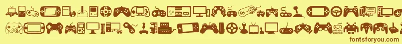 Fonte VideoGames – fontes marrons em um fundo amarelo