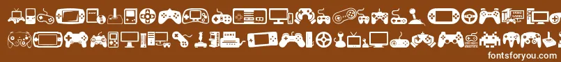 VideoGames-fontti – valkoiset fontit ruskealla taustalla