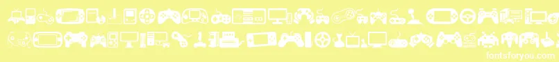 VideoGames-Schriftart – Weiße Schriften auf gelbem Hintergrund