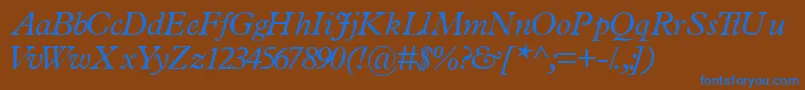 フォントTerminussskItalic – 茶色の背景に青い文字