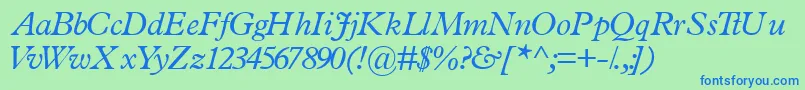 TerminussskItalic Font – Blue Fonts on Green Background