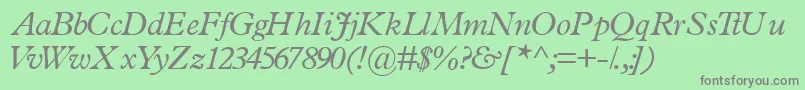 TerminussskItalic-Schriftart – Graue Schriften auf grünem Hintergrund