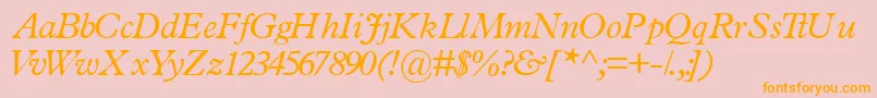 フォントTerminussskItalic – オレンジの文字がピンクの背景にあります。