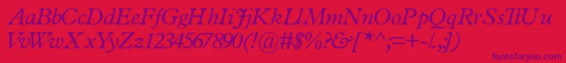 TerminussskItalic-Schriftart – Violette Schriften auf rotem Hintergrund