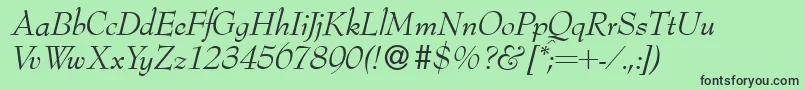 Bernhardmodern Italic-Schriftart – Schwarze Schriften auf grünem Hintergrund