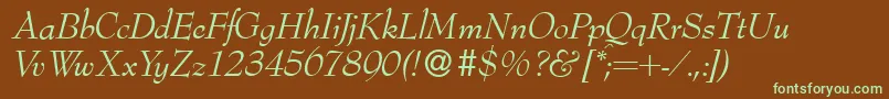 Bernhardmodern Italic Font – Green Fonts on Brown Background