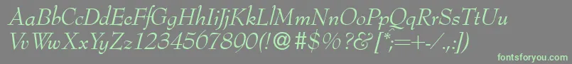 Czcionka Bernhardmodern Italic – zielone czcionki na szarym tle