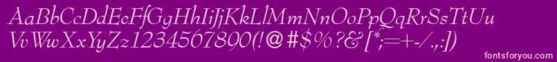 Bernhardmodern Italic Font – Pink Fonts on Purple Background