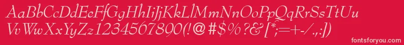 Bernhardmodern Italic Font – Pink Fonts on Red Background