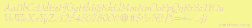 Bernhardmodern Italic Font – Pink Fonts on Yellow Background