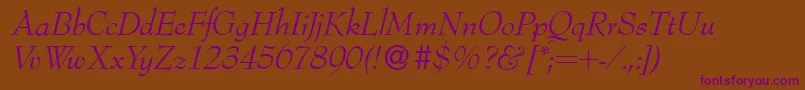 fuente Bernhardmodern Italic – Fuentes Moradas Sobre Fondo Marrón
