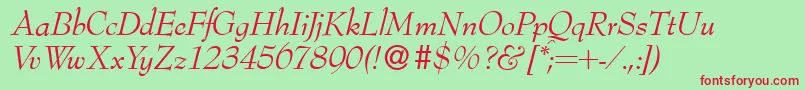 Bernhardmodern Italic Font – Red Fonts on Green Background