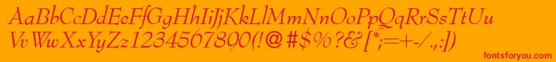 Bernhardmodern Italic Font – Red Fonts on Orange Background