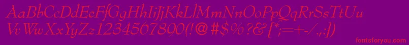 Bernhardmodern Italic Font – Red Fonts on Purple Background