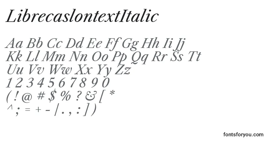 Czcionka LibrecaslontextItalic (17033) – alfabet, cyfry, specjalne znaki