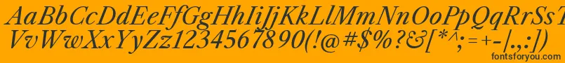 LibrecaslontextItalic Font – Black Fonts on Orange Background