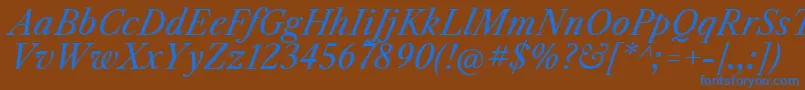 LibrecaslontextItalic Font – Blue Fonts on Brown Background