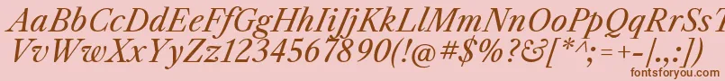 Шрифт LibrecaslontextItalic – коричневые шрифты на розовом фоне