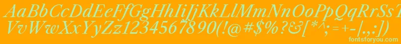 LibrecaslontextItalic Font – Green Fonts on Orange Background