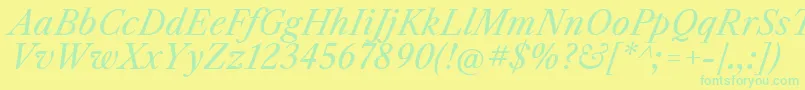 LibrecaslontextItalic Font – Green Fonts on Yellow Background