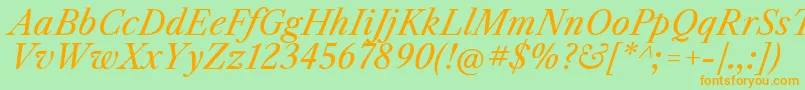 LibrecaslontextItalic Font – Orange Fonts on Green Background