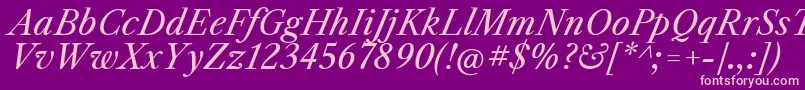 LibrecaslontextItalic Font – Pink Fonts on Purple Background