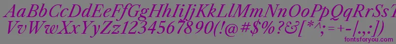 LibrecaslontextItalic Font – Purple Fonts on Gray Background