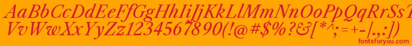 LibrecaslontextItalic Font – Red Fonts on Orange Background