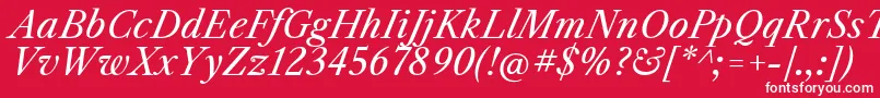 LibrecaslontextItalic Font – White Fonts on Red Background