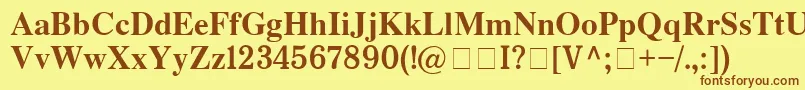 フォントCh132 – 茶色の文字が黄色の背景にあります。