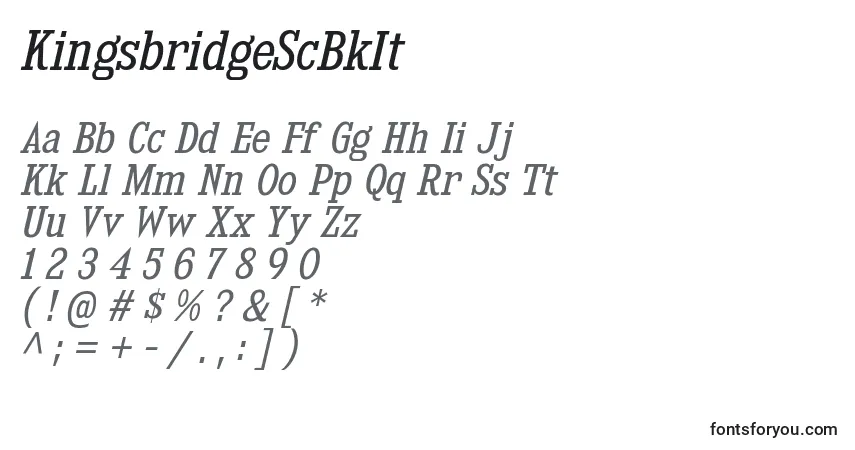 Шрифт KingsbridgeScBkIt – алфавит, цифры, специальные символы