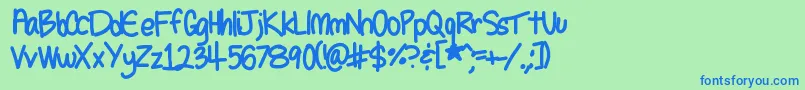 Seleneshandwriting1-Schriftart – Blaue Schriften auf grünem Hintergrund