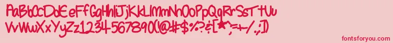 フォントSeleneshandwriting1 – ピンクの背景に赤い文字
