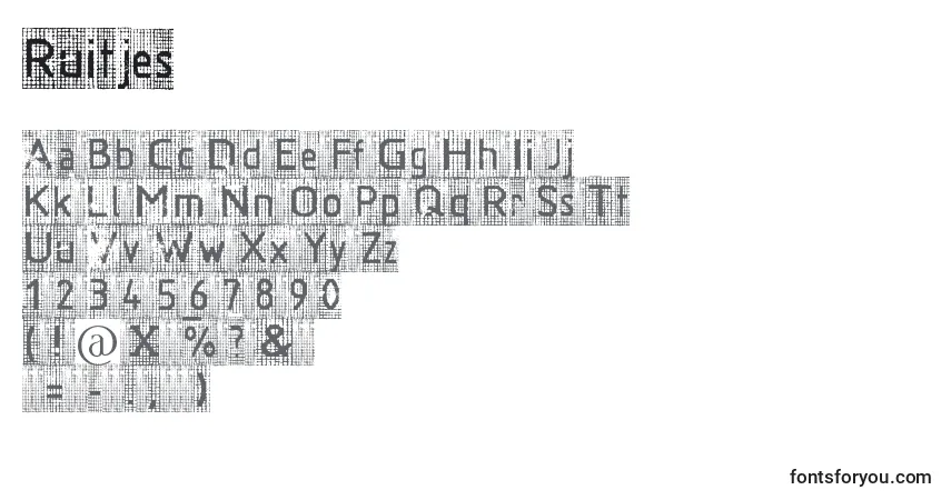 Czcionka Ruitjes – alfabet, cyfry, specjalne znaki