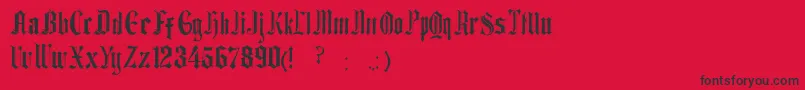 EthelvinaMedium-Schriftart – Schwarze Schriften auf rotem Hintergrund