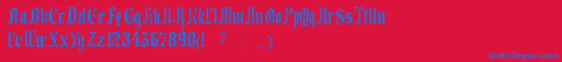 EthelvinaMedium Font – Blue Fonts on Red Background