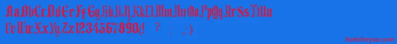 EthelvinaMedium Font – Red Fonts on Blue Background