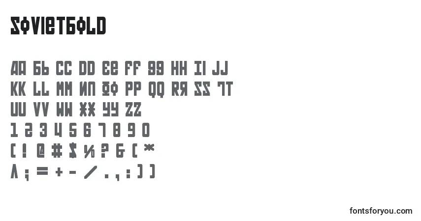A fonte SovietBold – alfabeto, números, caracteres especiais